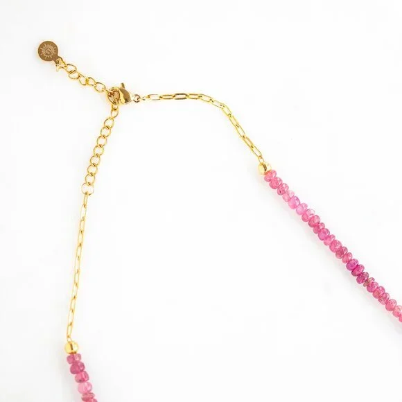 Gorgeous Pink Tourmaline & Moonstone Necklace Unique Handmade Necklace Beautiful
